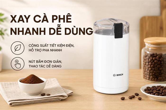 Máy xay cà phê cầm tay Bosch TSM6A011W Màu Trắng