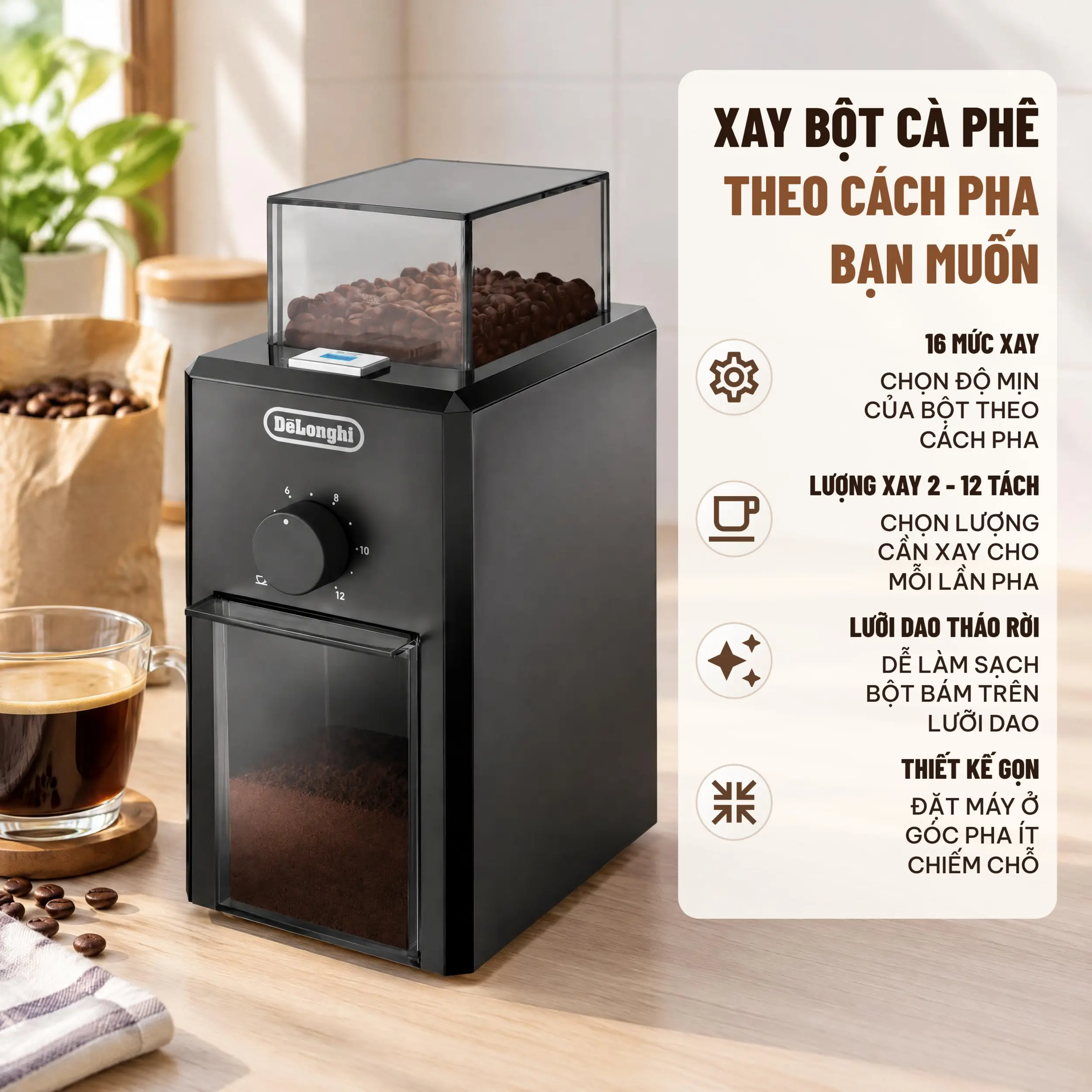 Máy xay cà phê Delonghi KG79 Màu Đen