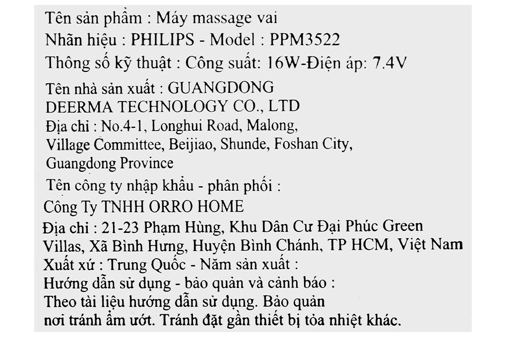 Máy massage cổ vai gáy Philips PPM3522 Màu Xanh Đậm