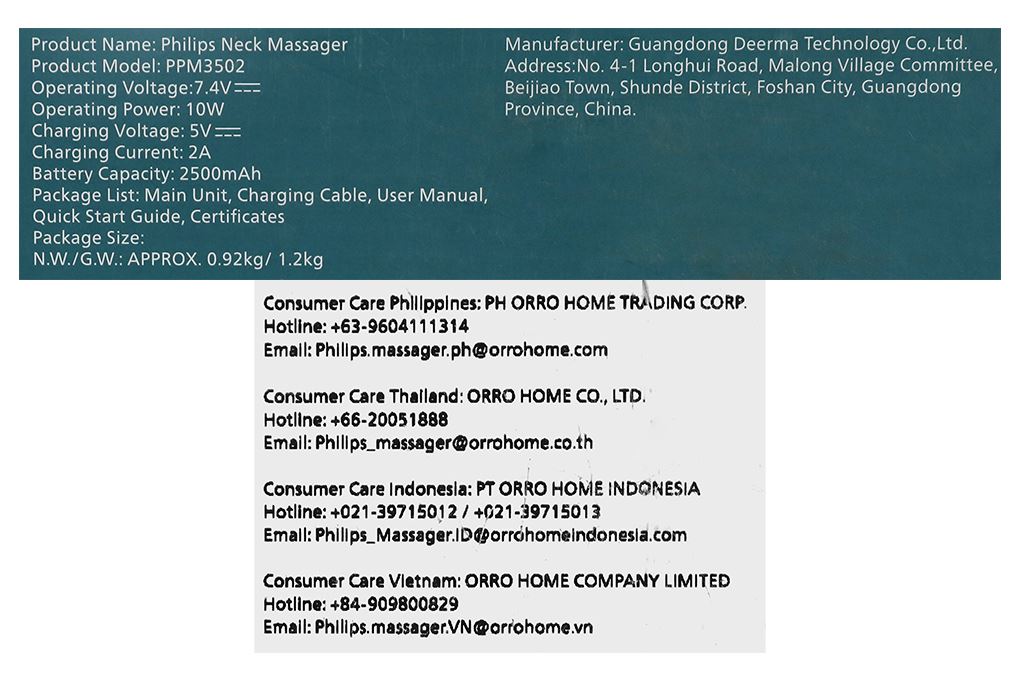 Máy massage cổ Philips PPM3502 Màu Xanh Đậm
