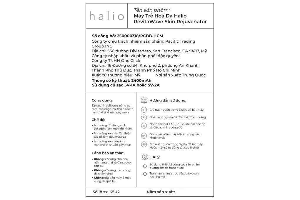Máy massage mặt nâng cơ và trẻ hóa da kết hợp ánh sáng sinh học Halio - 13