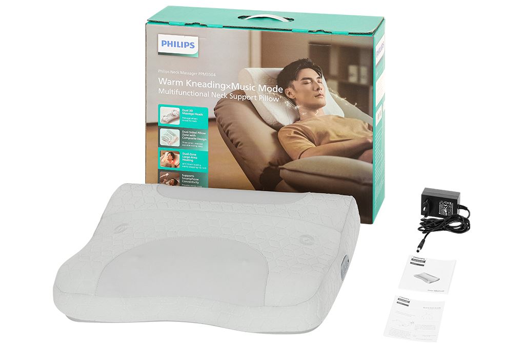 Gối massage cổ vai gáy Philips PPM3504 Màu Trắng - Kem