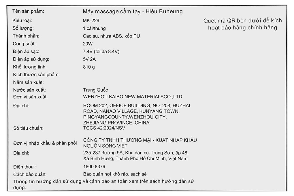 Gậy massage Buheung MK-229 Màu Đen