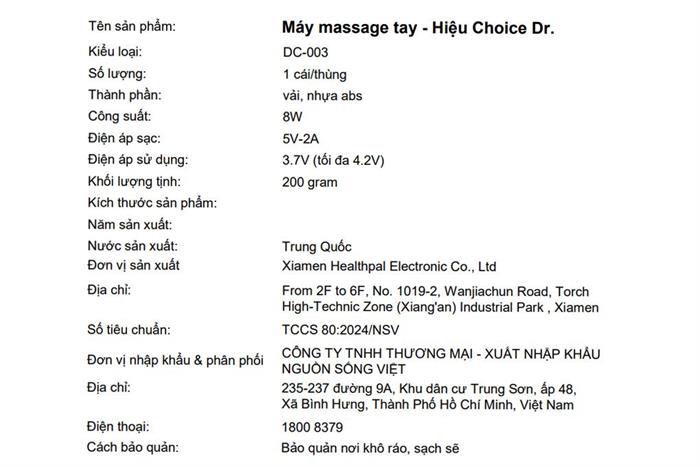 Máy massage tay Choice Dr DC-003 Màu Đen