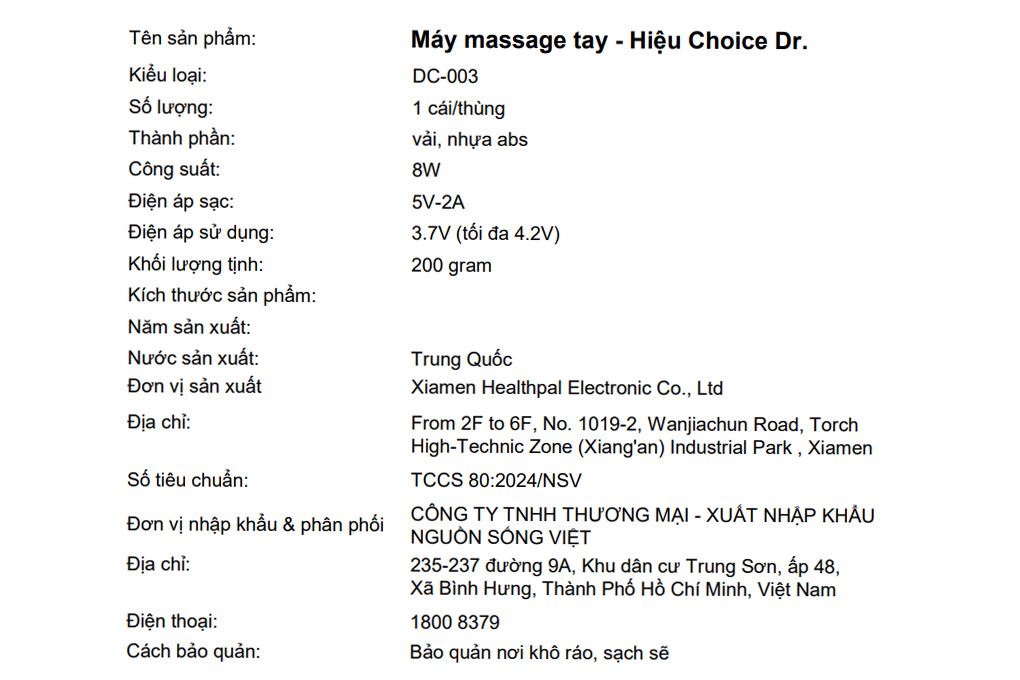 Máy massage tay Choice Dr DC-003 Màu Đen
