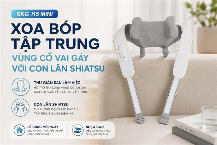 Máy massage cổ vai gáy SKG H5 Mini Màu Xám