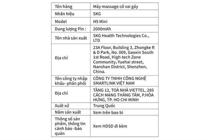 Máy massage cổ vai gáy SKG H5 Mini Màu Xám