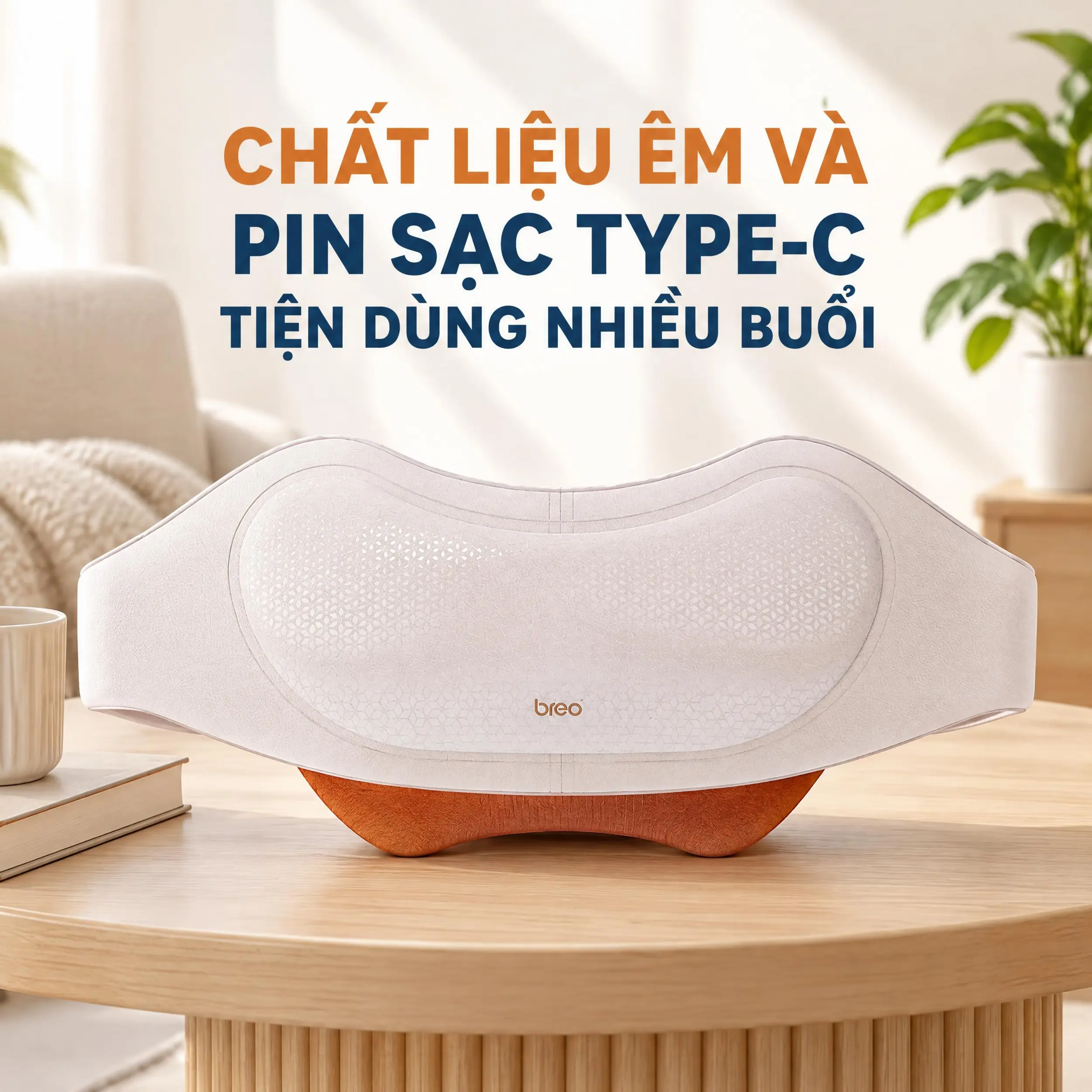 Máy massage cổ vai gáy Breo N6 Mini Màu Trắng - Cam