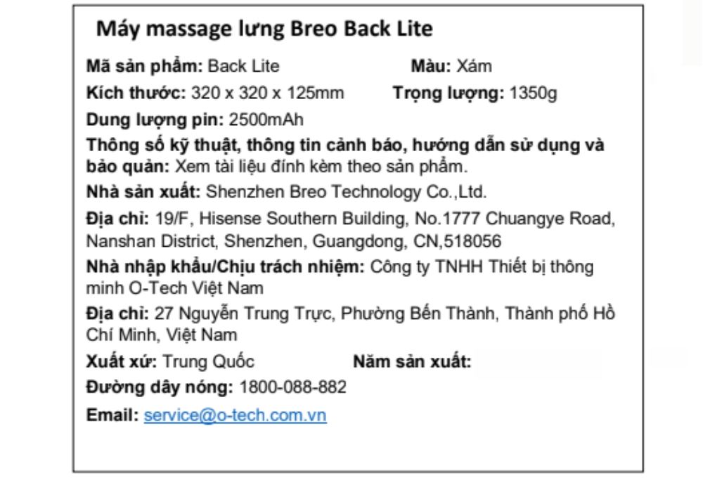 Gối massage Breo Back Lite Màu Xám