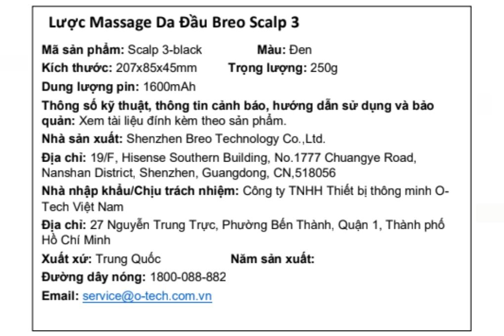 Lược điện massage Breo Scalp 3 Màu Đỏ