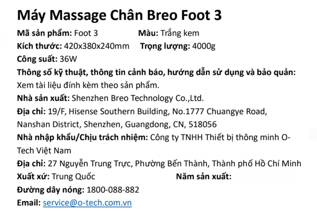 Máy massage chân Breo Foot 3 Màu Trắng - Kem