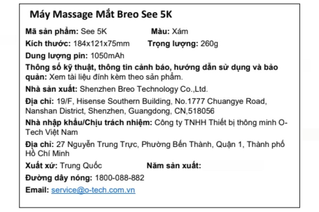 Máy massage mắt trẻ em Breo See 5K Màu Xám