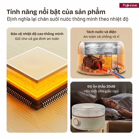 Chăn điện sưởi ấm Fujihome HB1820M Màu Xám