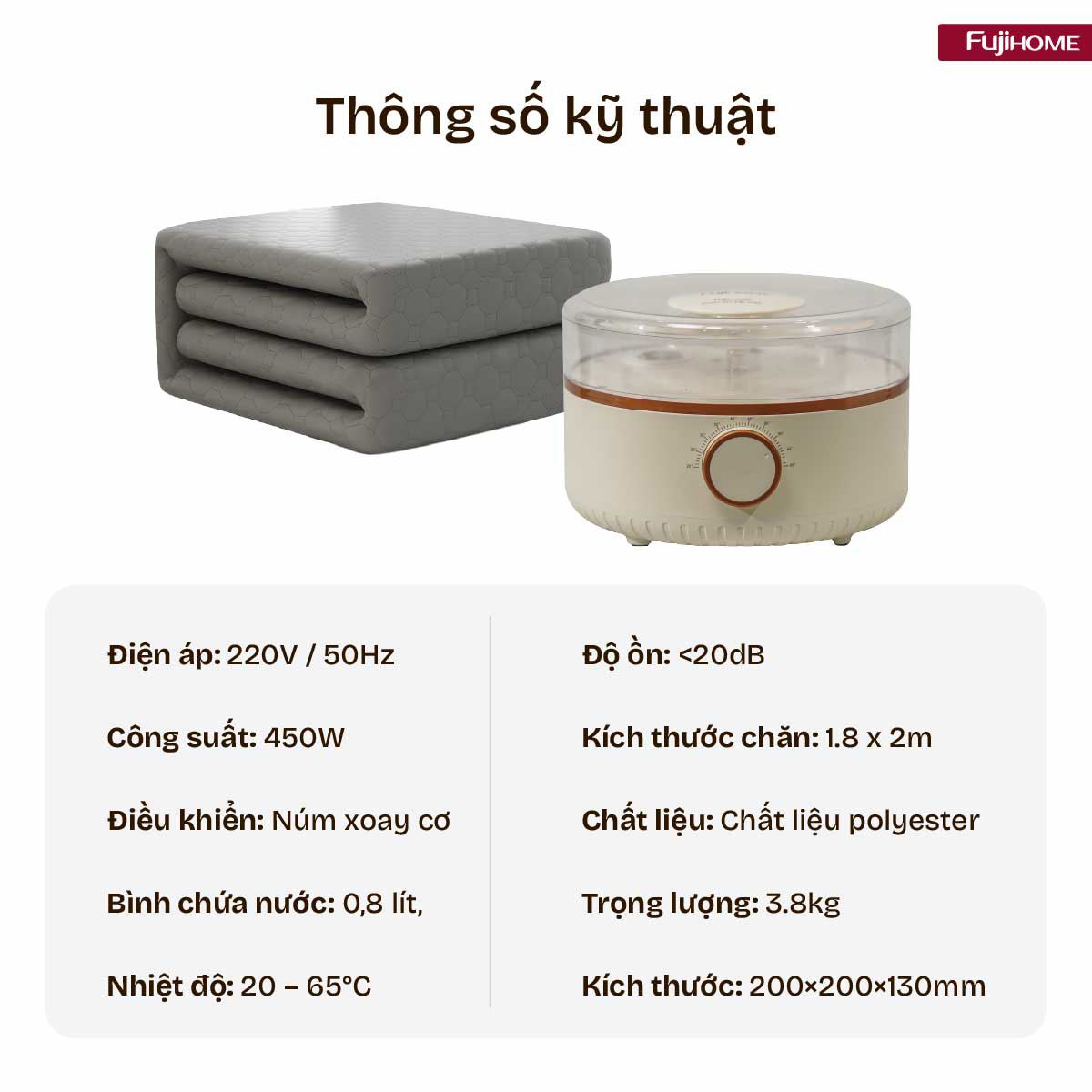 Chăn điện sưởi ấm Fujihome HB1820M - 22