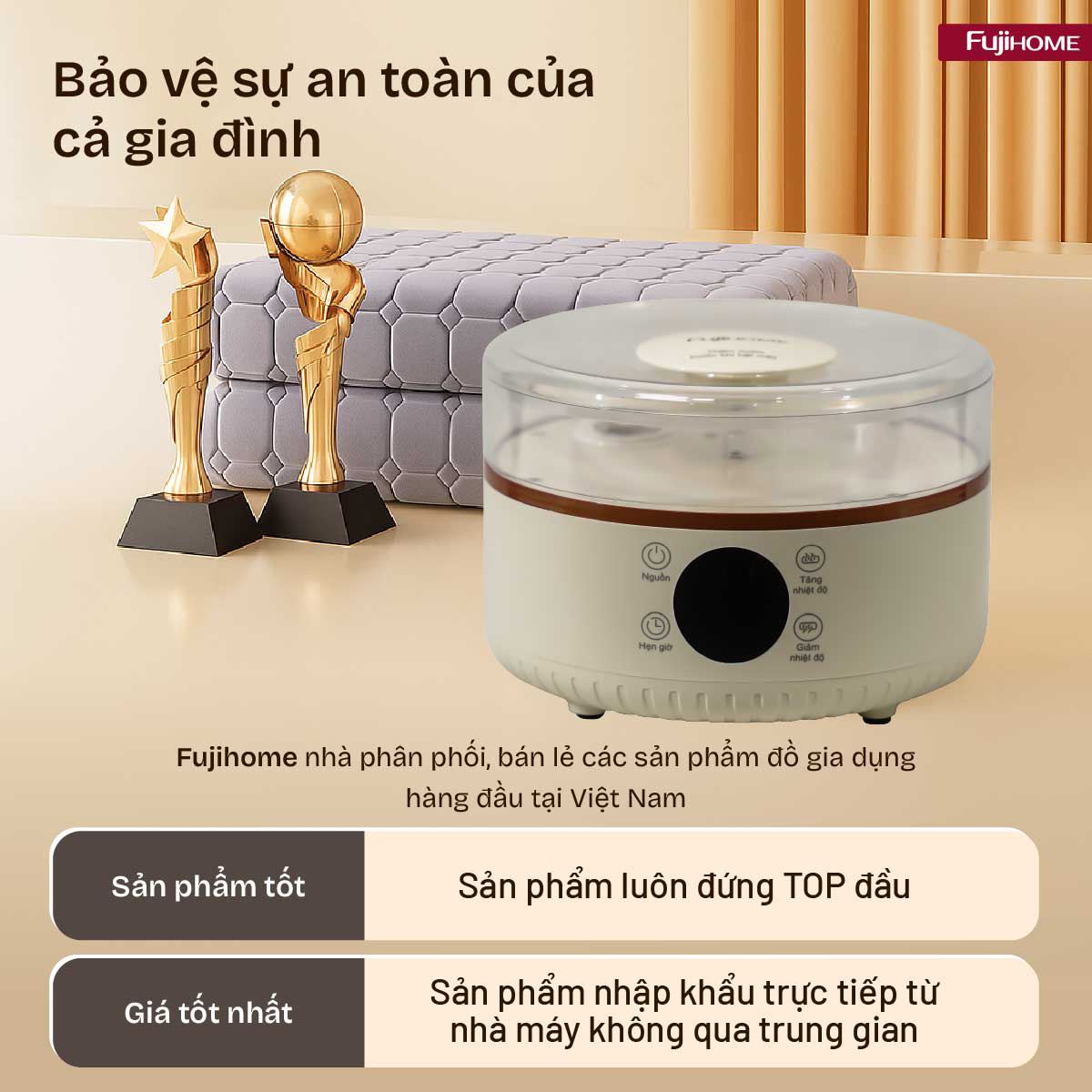 Chăn điện sưởi ấm FUJIHOME HB1820E Màu Xám