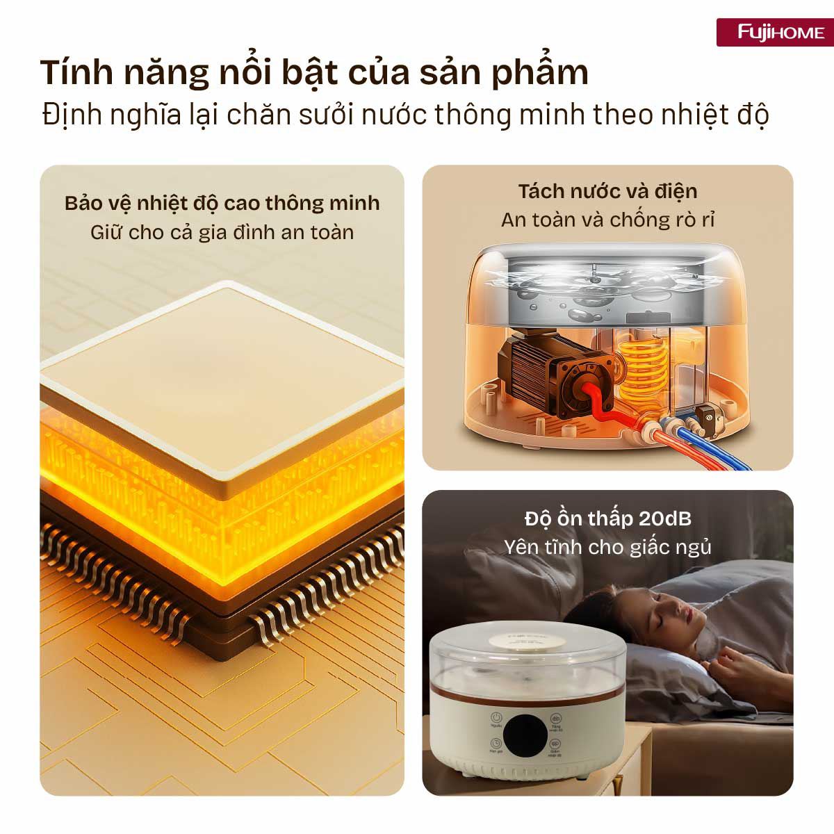 Chăn điện sưởi ấm FUJIHOME HB1820E Màu Xám