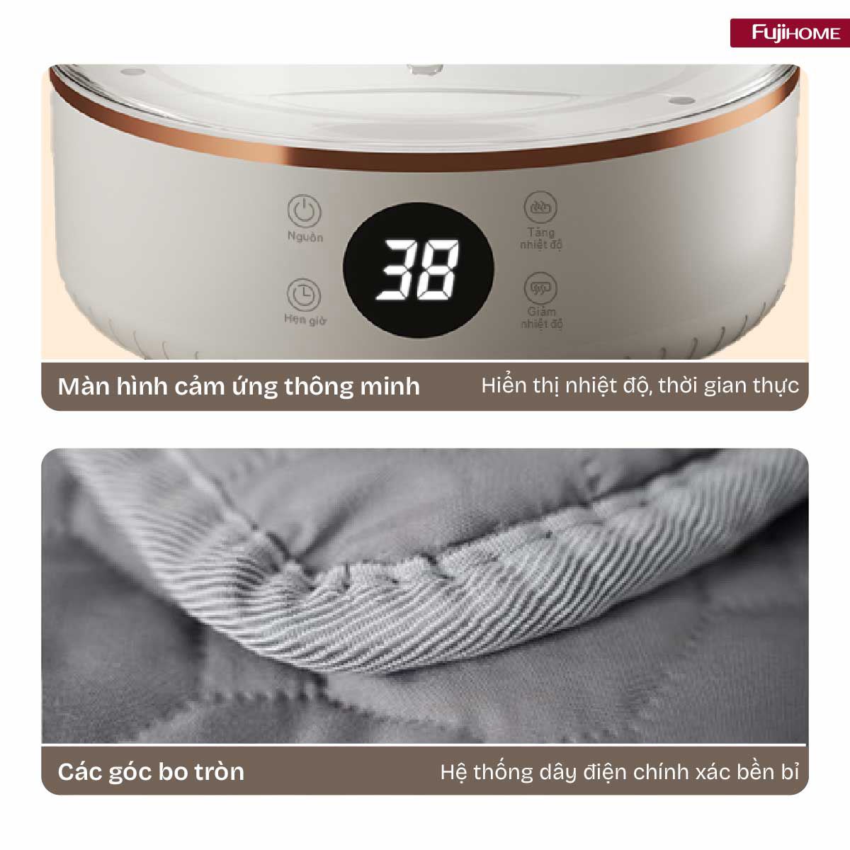 Chăn điện sưởi ấm FUJIHOME HB1820E Màu Xám