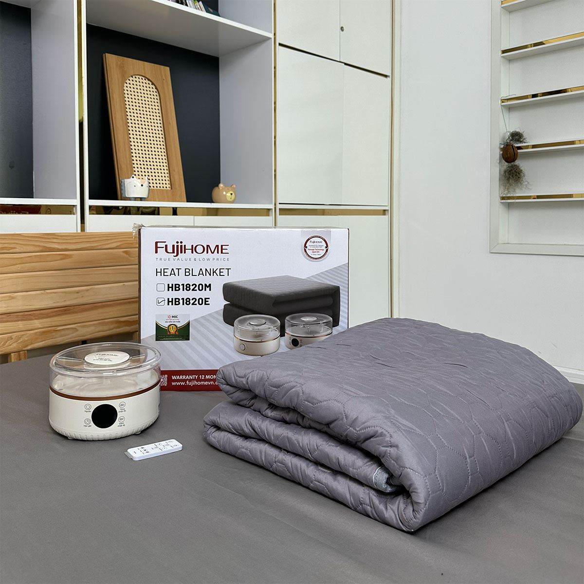 Chăn điện sưởi ấm FUJIHOME HB1820E Màu Xám
