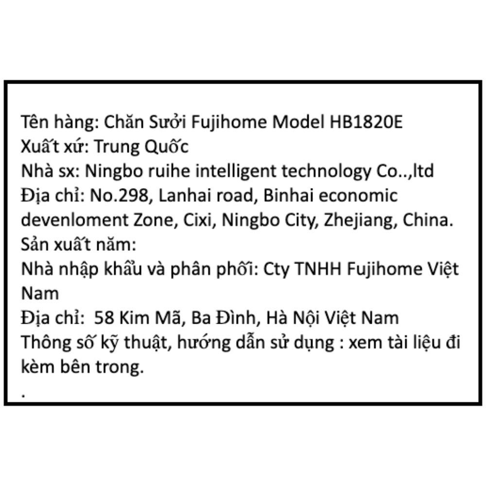 Chăn điện sưởi ấm FUJIHOME HB1820E Màu Xám