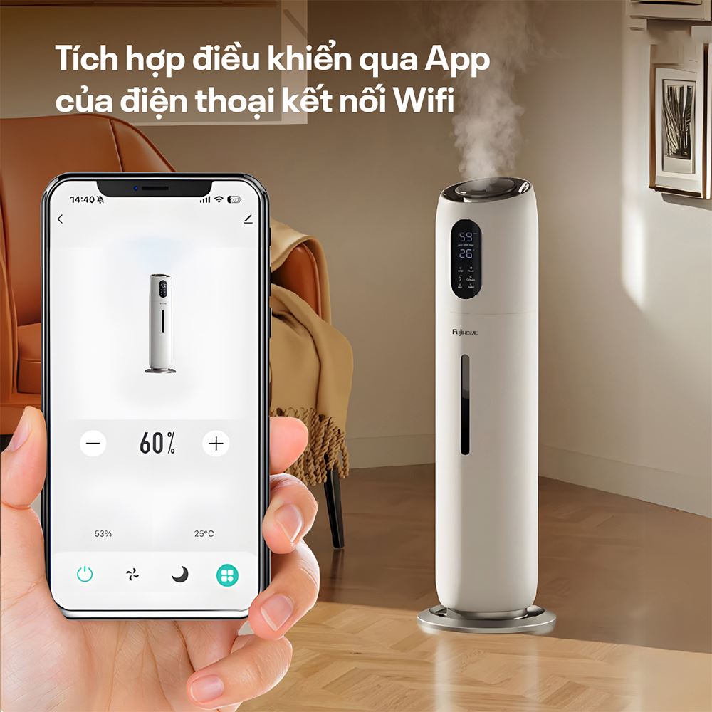 Máy tạo ẩm khuếch tán tinh dầu FUJIHOME HM10UV-WIFI Màu Trắng