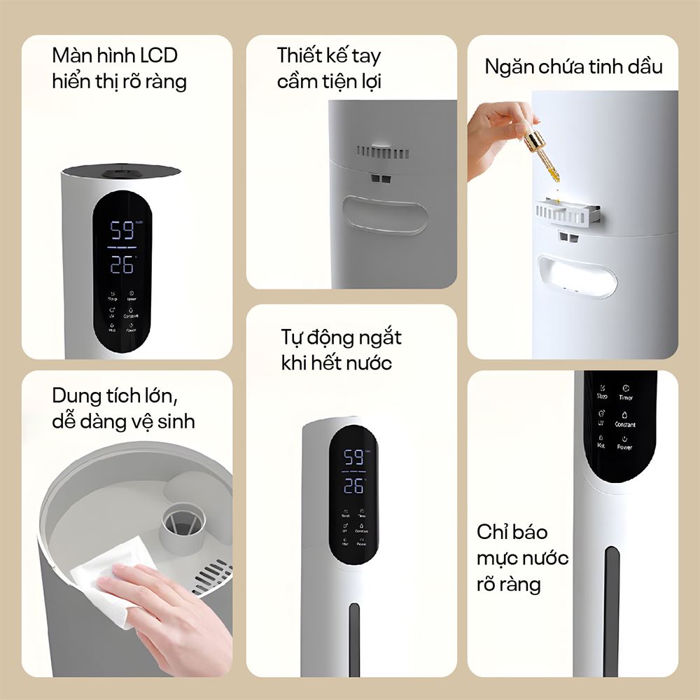 Máy tạo ẩm khuếch tán tinh dầu FUJIHOME HM10UV-WIFI Màu Trắng
