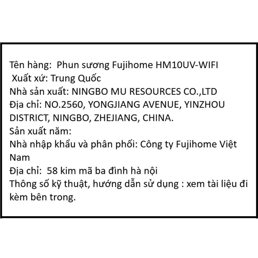 Máy tạo ẩm khuếch tán tinh dầu FUJIHOME HM10UV-WIFI Màu Trắng