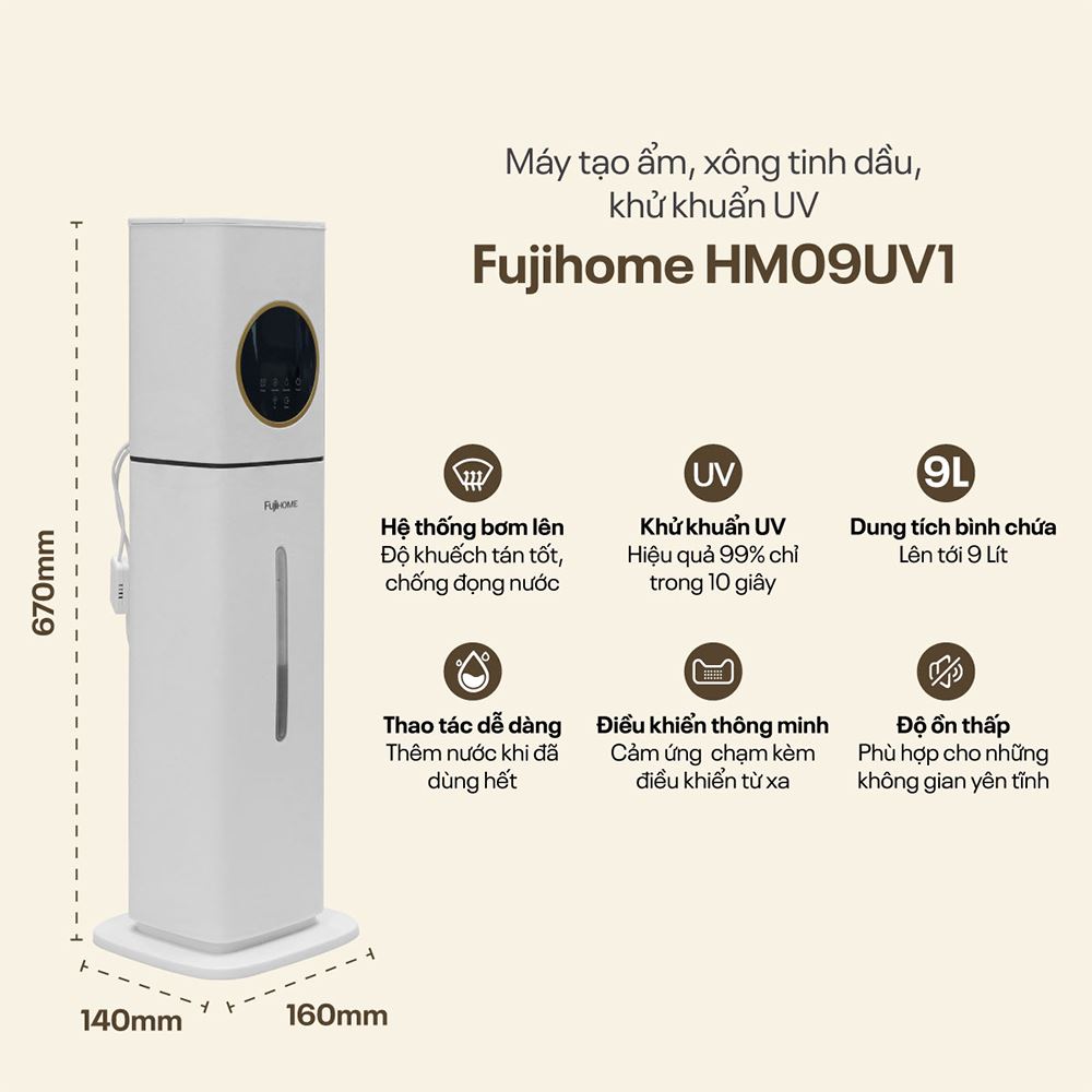 Máy tạo ẩm khuếch tán tinh dầu FUJIHOME HM09UV1 - 18