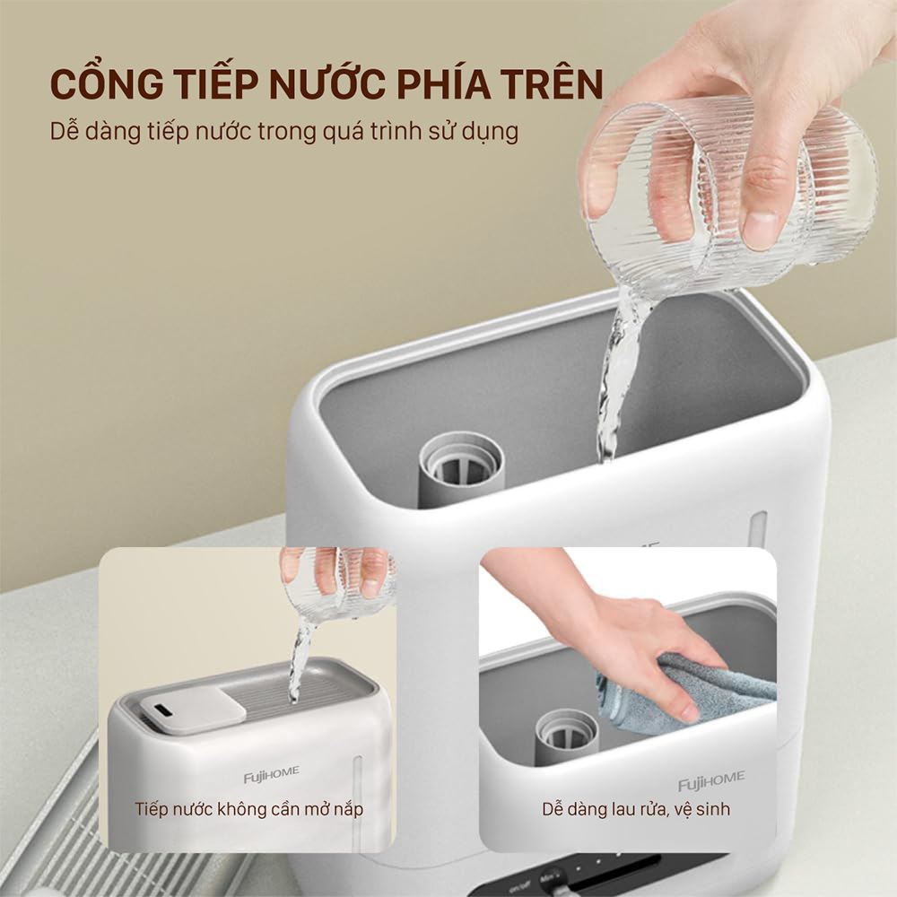 Máy tạo ẩm khuếch tán tinh dầu FUJIHOME HM04EUV Màu Trắng