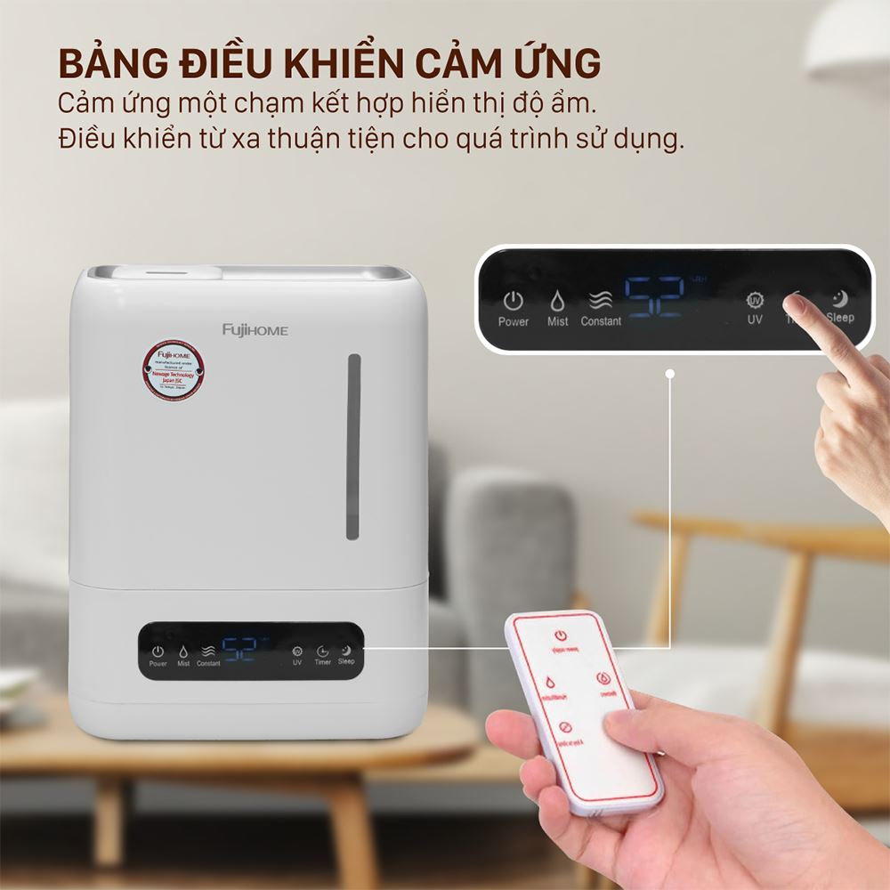 Máy tạo ẩm khuếch tán tinh dầu FUJIHOME HM04EUV Màu Trắng
