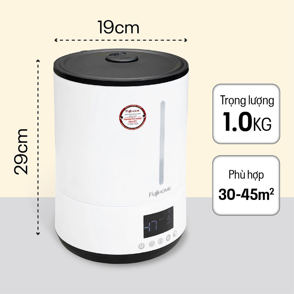 Máy tạo ẩm khuếch tán tinh dầu FUJIHOME HM06E Màu Trắng