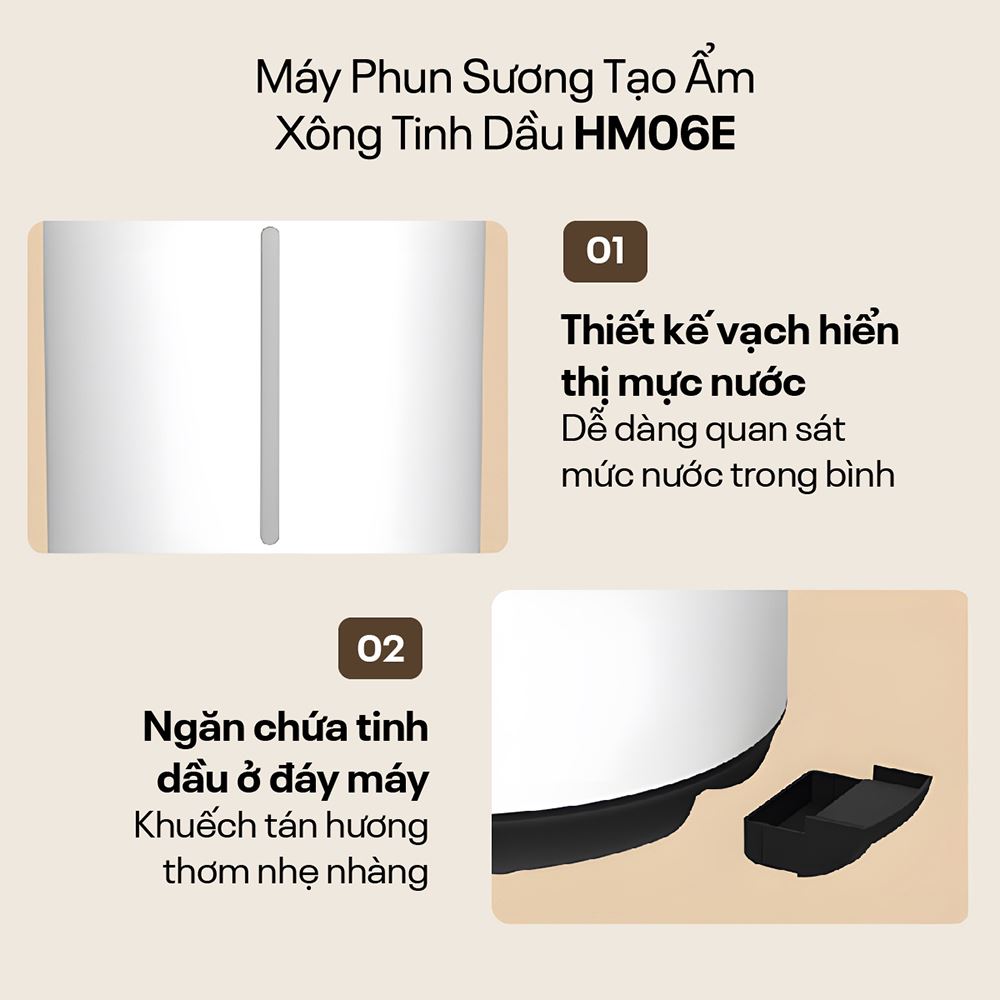 Máy tạo ẩm khuếch tán tinh dầu FUJIHOME HM06E Màu Trắng