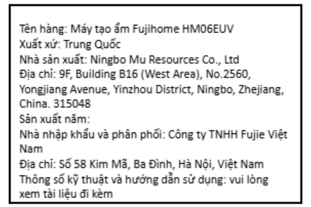 Máy tạo độ ẩm FUJIHOME HM06EUV Màu Trắng
