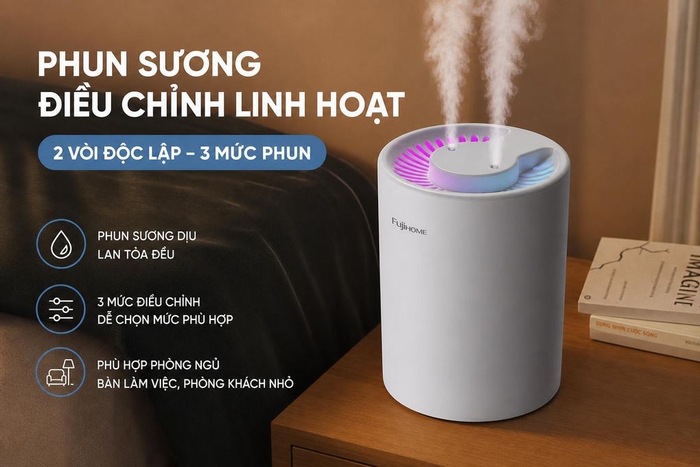 Máy tạo ẩm FUJIHOME HM05A 5L Màu Trắng