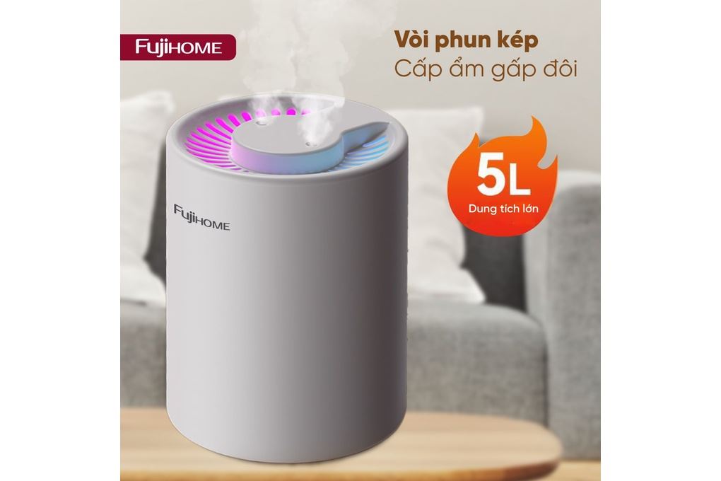 Máy tạo ẩm FUJIHOME HM05A 5L Màu Trắng