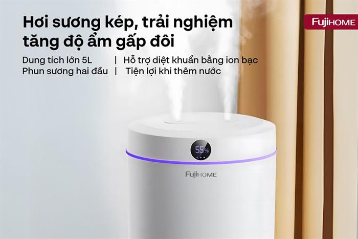 Máy tạo ẩm FUJIHOME HM05B 5L Màu Trắng