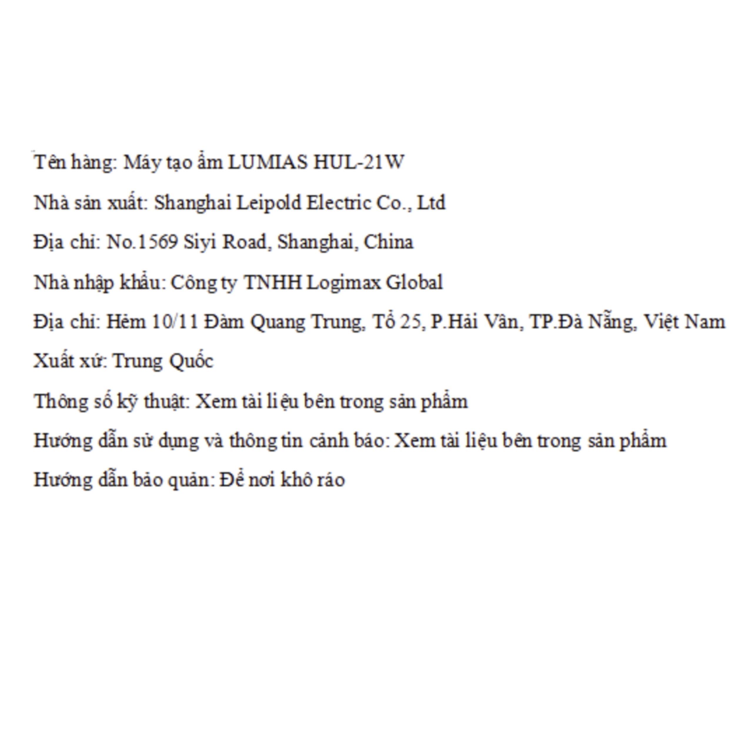 Máy tạo ẩm LUMIAS HUL-21W Màu Trắng