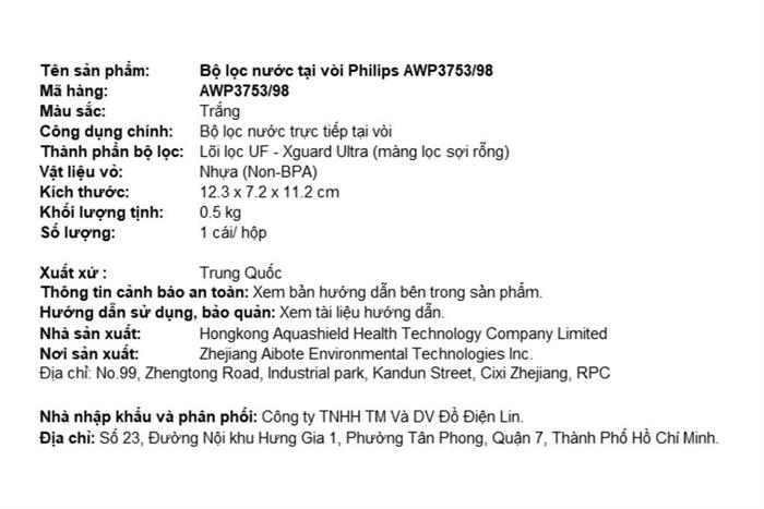 Thiết bị lọc nước tại vòi Philips AWP3753/98 Màu Trắng