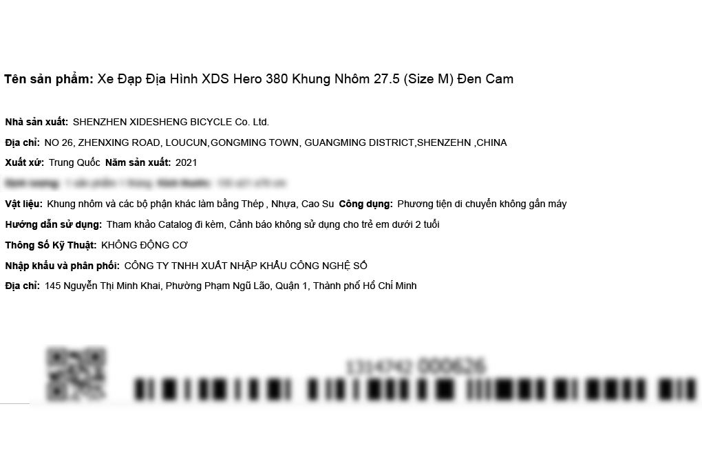 Xe Đạp Địa Hình MTB XDS Hero 380 27.5 inch Size M Màu Đen - Cam