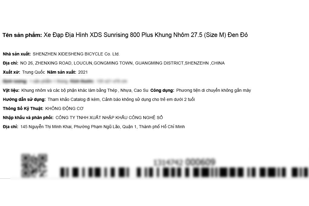 Xe Đạp Địa Hình MTB XDS Sunrising 800 Plus 27.5 inch Size M Màu Đen - Đỏ