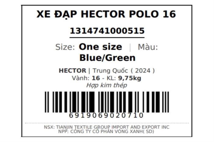 Xe đạp trẻ em nam Hector Polo 16 inch Xanh Màu Xanh nhạt