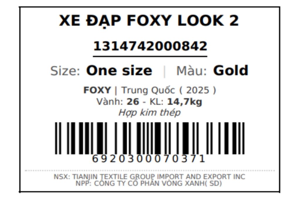 Xe đạp địa hình Foxy Look 2 26 inch Vàng Màu Vàng nhạt