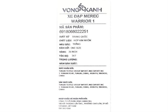 Xe Đạp Địa Hình Merec WARRIOR 1 26 inch Trắng Màu Trắng
