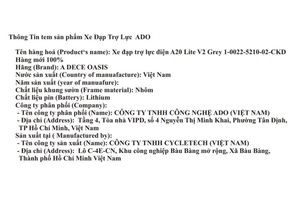 Xe đạp trợ lực điện ADO gấp gọn A20 Lite V2 Xám Màu Xám