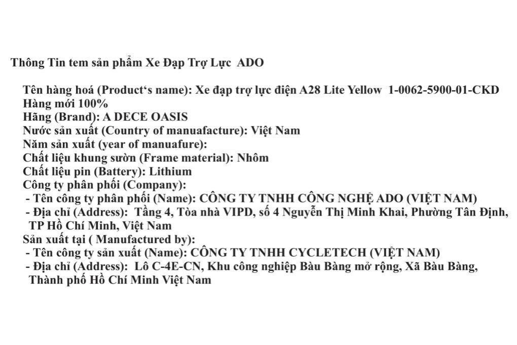 Xe đạp trợ lực điện ADO A28 Lite Vàng Màu Vàng