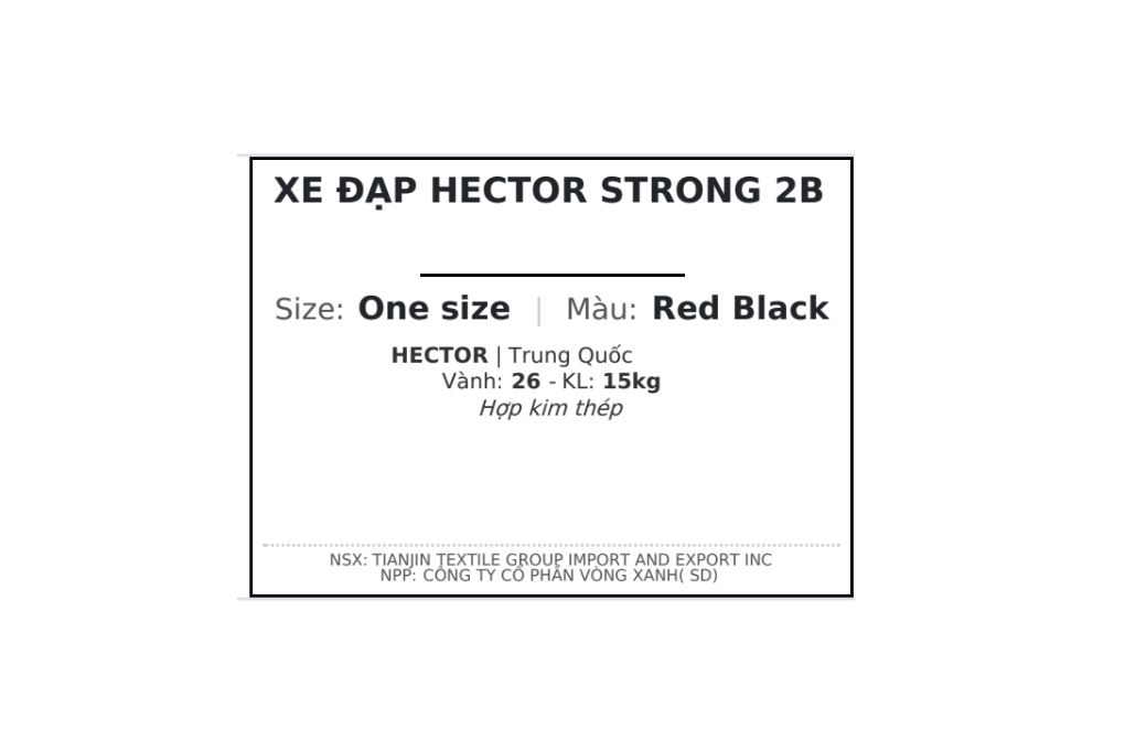 Xe Đạp Địa Hình Hector STRONG 2B 26 inch Đỏ Màu Đỏ