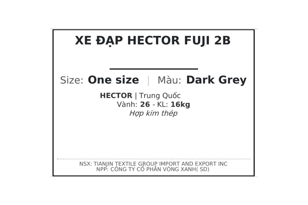 Xe Đạp Địa Hình Hector FUJI 2B 26 inch Xám đậm Màu Xám