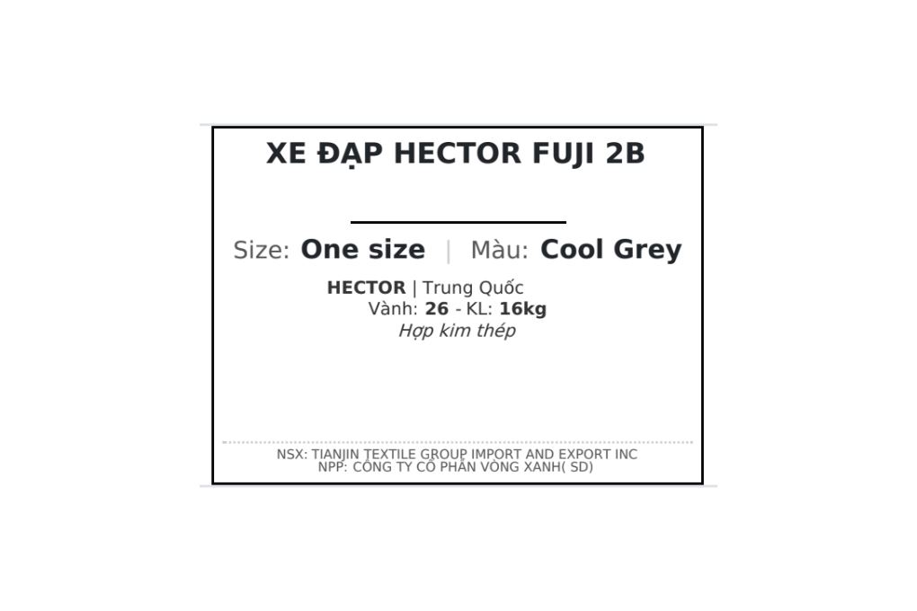 Xe Đạp Địa Hình Hector FUJI 2B 26 inch Xám nhạt Màu Xám