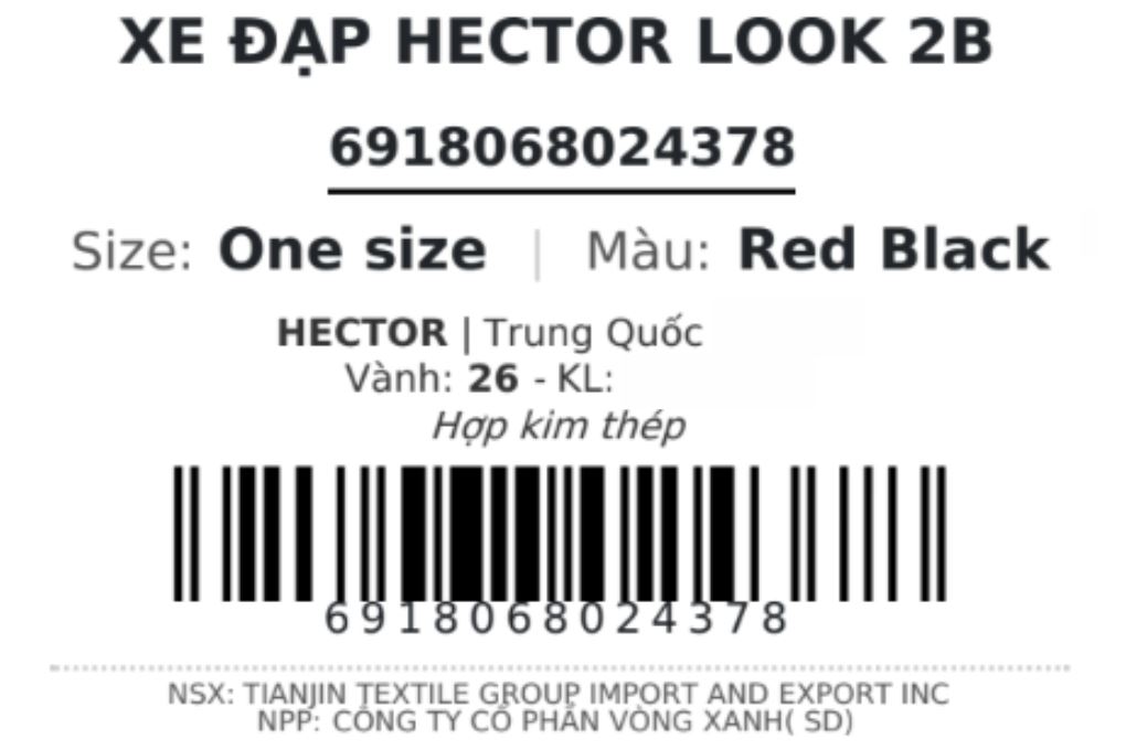 Xe Đạp Địa Hình Hector LOOK 2B 26 INCH Đỏ Màu Đỏ