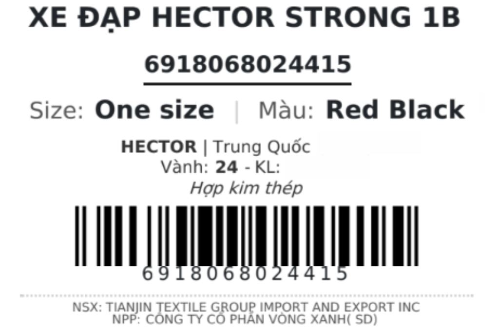 Xe Đạp Địa Hình Hector STRONG 1B 24 INCH Đỏ Màu Đỏ