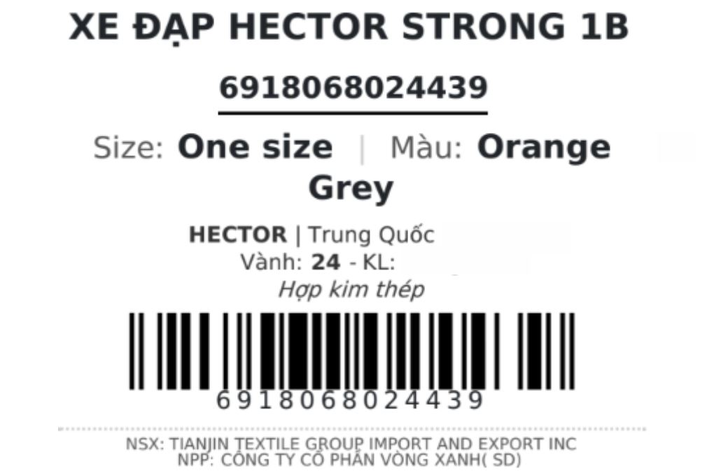Xe Đạp Địa Hình Hector STRONG 1B 24 INCH Cam Màu Cam